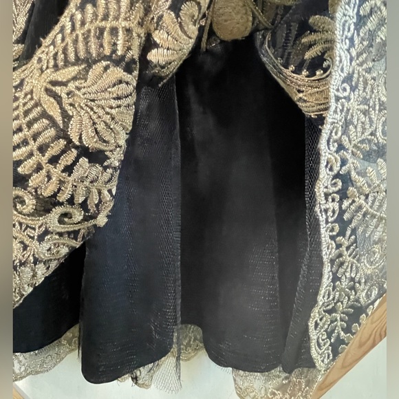 Altar’d State Black and Embroidered Gold Sleeveless Mini Dress Sz M - Picture 3 of 6